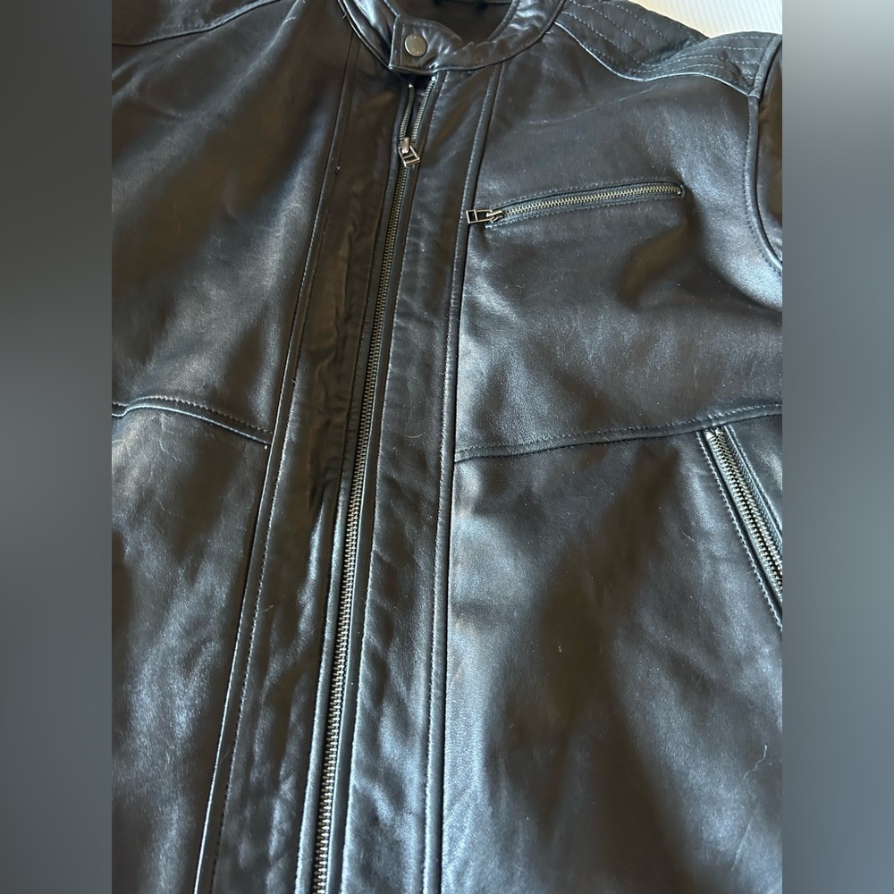 Calvin Klein Black Leather Jacket - Picture 2 of 7
